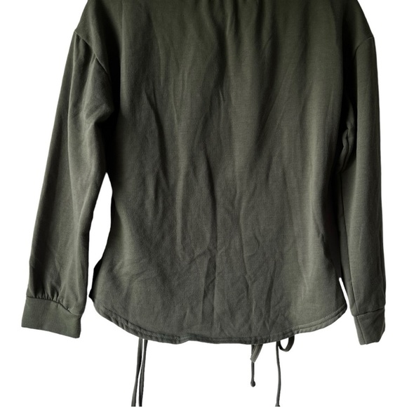Women's olive blouse green top long sleeve sweatshirt crewneck size S - Picture 6 of 7